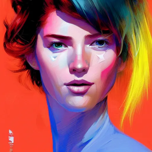 Prompt: half - shaded woman, multicolored hair, surrounded by lightning, cosmic background, with cute - fine - face, pretty face, realistic shaded perfect face, fine details by realistic shaded lighting poster by ilya kuvshinov katsuhiro otomo, magali villeneuve, artgerm, jeremy lipkin and michael garmash and rob rey