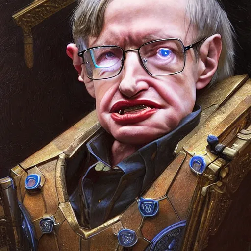 Image similar to Stephen Hawking as a fantasy D&D wizard, portrait art by Donato Giancola and James Gurney, digital art, trending on artstation