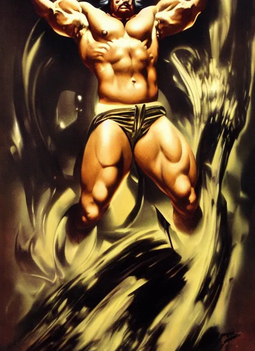 Image similar to The hulk, powerful, angry by Rolf Armstrong