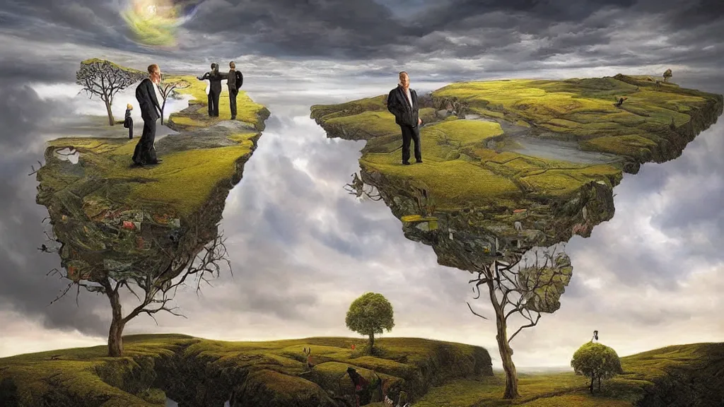 Image similar to surreal yorkshire landscape with anthropomorphic!! terrain!!! in the styles of igor morski, jim warren, and rob gonsalves, intricate, hyperrealistic, volumetric lighting, serene, imaginative