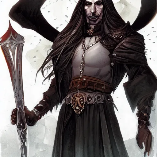 Image similar to a portrait of Vlad III as drawn by Stjepan Sejic, warm tones humor