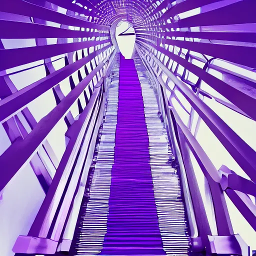 Image similar to pov your falling down an infinite purple staircase