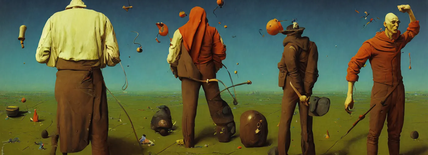 Image similar to full - body portrait surreal colorful clay fighting artstation rpg gentleman character concept art anatomy, action pose, very coherent and colorful high contrast masterpiece by norman rockwell franz sedlacek hieronymus bosch dean ellis simon stalenhag rene magritte gediminas pranckevicius, dark shadows, sunny day, hard lighting, reference sheet white! background