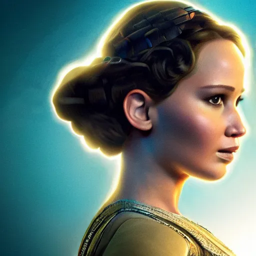 Image similar to jennifer lawrence as princess padme in star wars, 8k resolution, full HD, cinematic lighting, award winning, anatomically correct