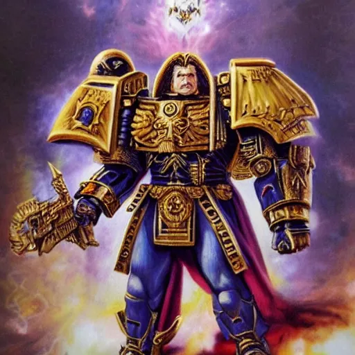 Image similar to portrait of emperor of mankind, warhammer 4 0 k