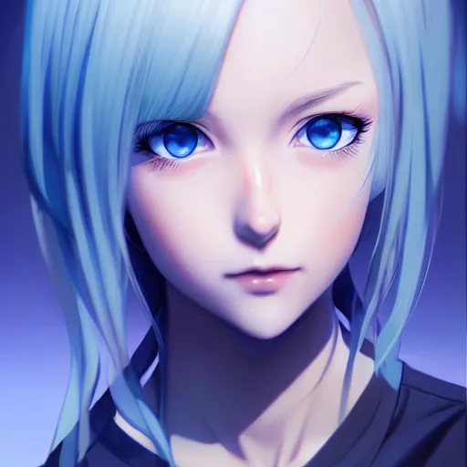 Prompt: high school girl split dimensions walking through reality ’ s, azure blue eyes, silver hair, digital anime art, ilya kuvshinov, artgerm