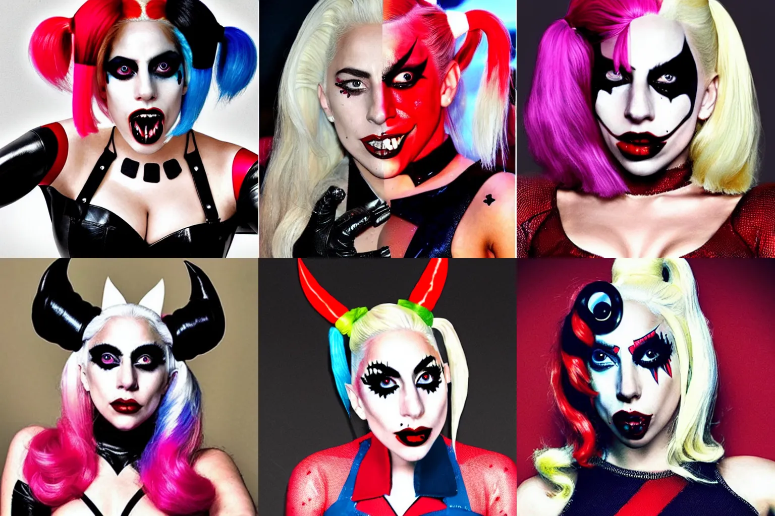 Prompt: Lady Gaga as Harley Quinn