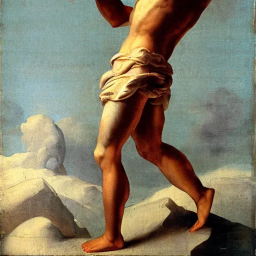 Prompt: Portrait of atlas carrying the sky