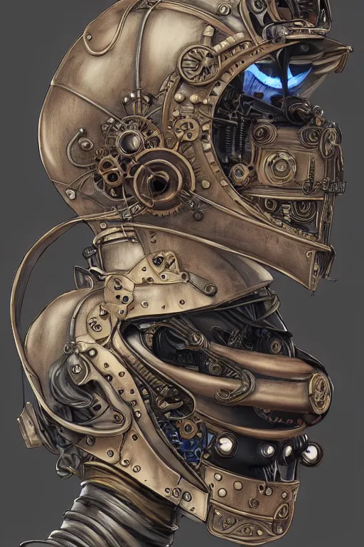 Image similar to steampunk helmet fantasy art mask robot ninja stylized digital illustration sharp focus, elegant intricate digital painting artstation concept art global illumination ray tracing advanced technology chaykin howard and campionpascale and cooke darwyn and davis jack