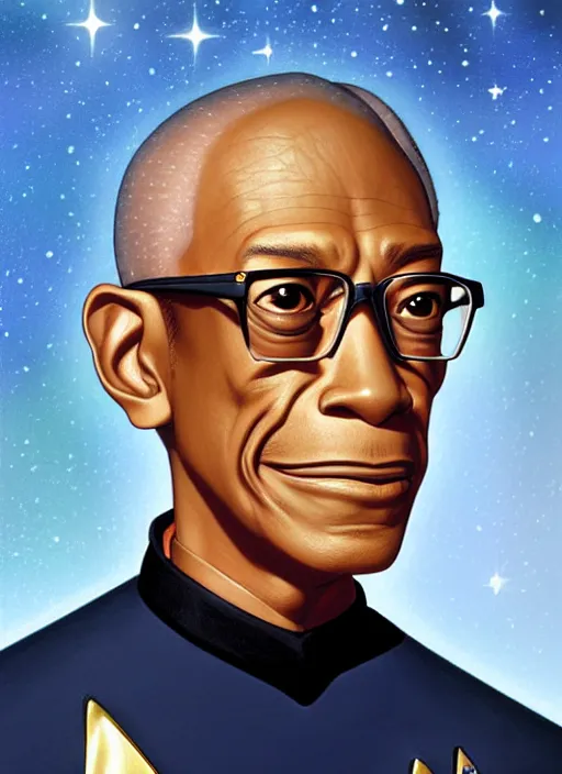 Prompt: cute star trek officer gus fring, natural lighting, path traced, highly detailed, high quality, digital painting, by don bluth and ross tran and studio ghibli and alphonse mucha, artgerm
