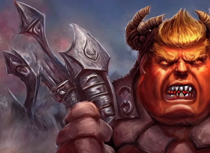 Prompt: donald trump as garrosh in world of warcraft