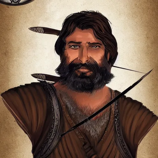 Image similar to a bearded archer, dungeons and dragons character art, portrait