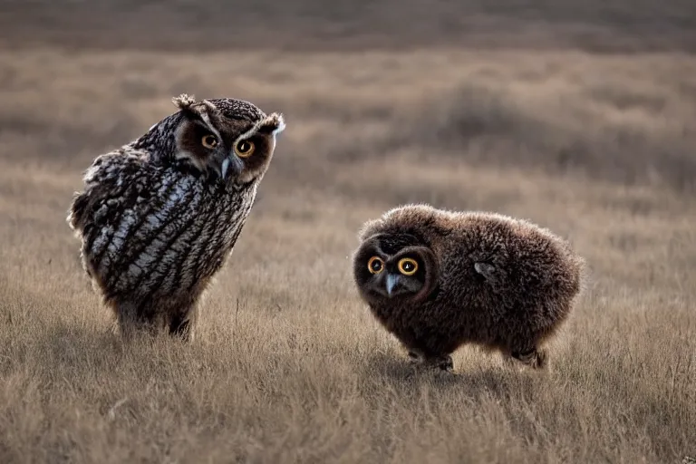 Prompt: wildlife photography of an Owlbear by Emmanuel Lubezki