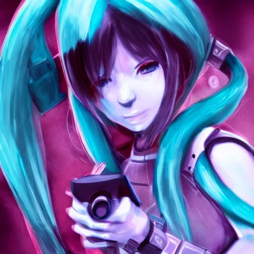 Concept art of Hatsune Miku as a Doom Guy from Doom | Stable Diffusion ...