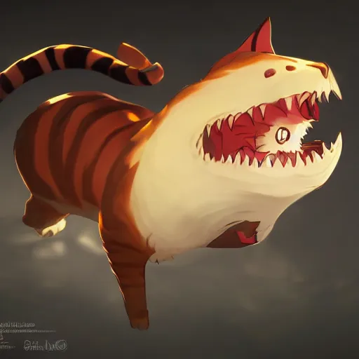 Prompt: terribly feared cat running away from the giant carnivorous sandwich, artstation hq, dark phantasy, stylized, symmetry, modeled lighting, detailed, expressive, true unsimulated emotions, created by hayao miyazaki