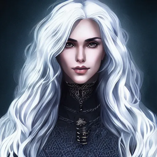 Image similar to yennefer, beautiful face, rule of thirds, intricate outfit, by artgerm