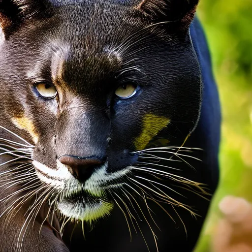 Prompt: nature photography picture of blue and black panther