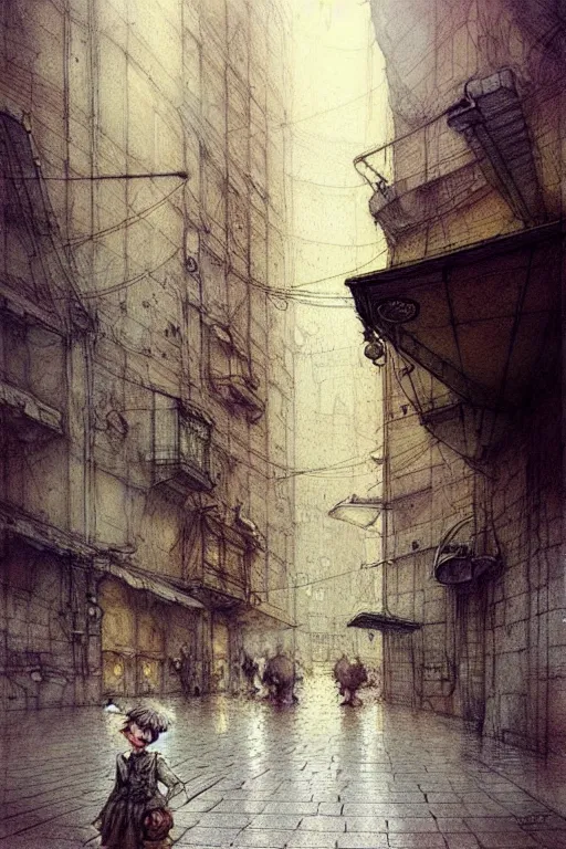 Prompt: (((((1950s underground city . muted colors.))))) by Jean-Baptiste Monge !!!!!!!!!!!!!!!!!!!!!!!!!!!