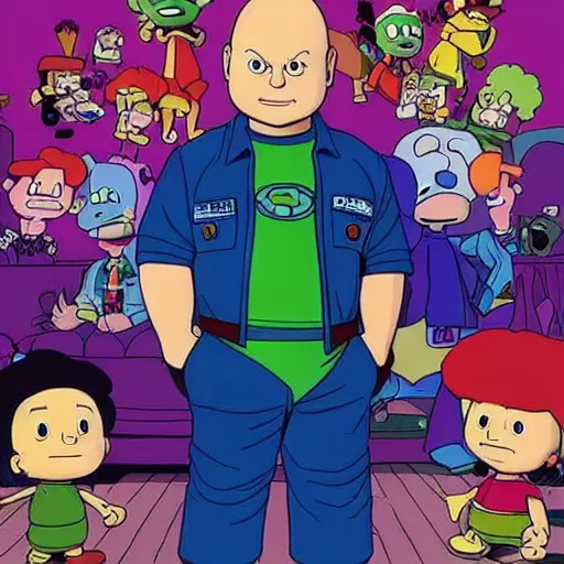 Image similar to Michael Chiklis as Tommy Pickles in Live action Rugrats movie poster, realisitic, detailed