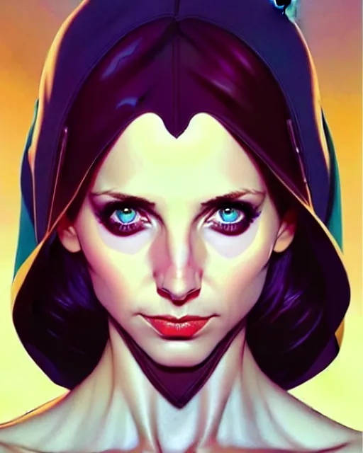 Image similar to artgerm, joshua middleton comic cover art, pretty sarah michelle gellar superhero, asymmetrical big black oval spot covering left eye from eyebrow to cheek, left eye spot only, very pale white skin, no spot right eye, white around right eye