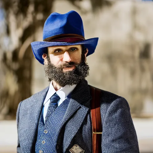 Image similar to a rabbi with curly sideburns wearing a fedora as Captain America, high definition, 8K, high quality photo, DSLR photo, realistic photo