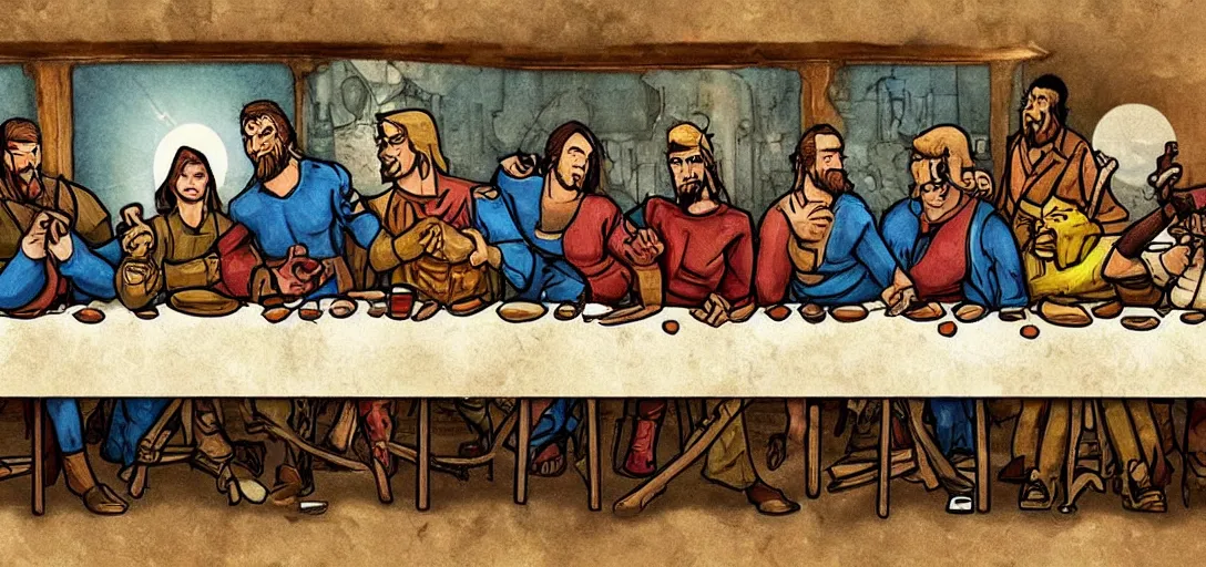 Image similar to The Last Supper but with Fallout characters