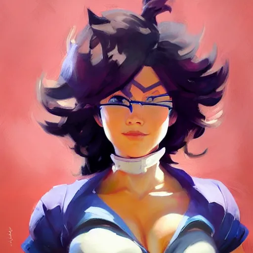 Image similar to greg manchess portrait painting of mina ashido as overwatch character, medium shot, asymmetrical, profile picture, organic painting, sunny day, matte painting, bold shapes, hard edges, street art, trending on artstation, by huang guangjian and gil elvgren and sachin teng