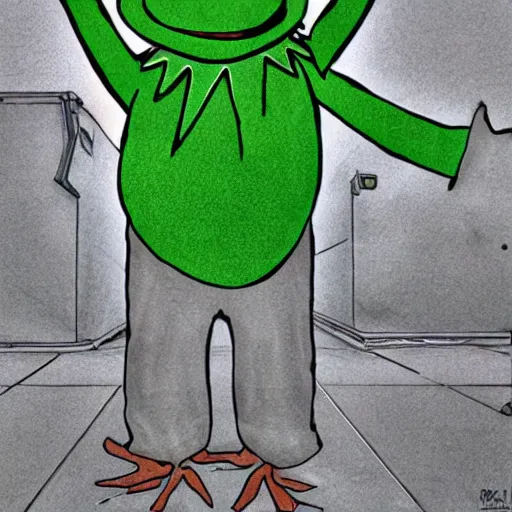 Image similar to kermit the frog at chernobyl reactor 4