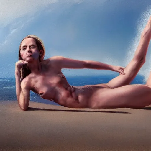 Image similar to hyperrealistic mixed media high resolution painting of a Joe Biden posing on a beach wearing a bikini, body of old man, stunning 3d render inspired art by István Sándorfi and Greg Rutkowski and Unreal Engine, perfect symmetry, dim volumetric lighting, 8k octane beautifully detailed render, post-processing, extremely hyper-detailed, intricate, epic composition, highly detailed attributes, highly detailed atmosphere, cinematic lighting, masterpiece, trending on artstation, very very detailed, masterpiece, stunning, flawless structure, lifelike texture, perfection,