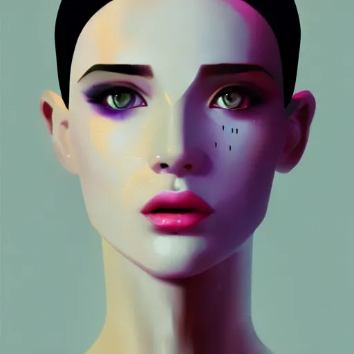 Image similar to portrait handsome androgynous sci - fi girl, blade runner 2 0 4 9, futuristic metropolis, digital art, pop art by hsiao - ron cheng