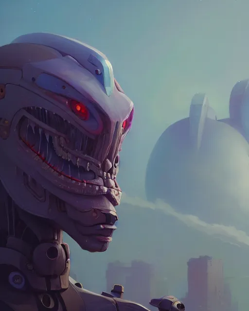 Image similar to highly detailed vfx portrait of a character of a monster robot, stephen bliss, unrealengine, greg rutkowski, loish, rhads, beeple, makoto shinkai and lois van baarle, ilya kuvshinov, rossdraws, tom bagshaw,