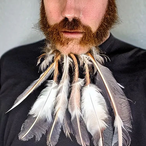 Prompt: feather beard