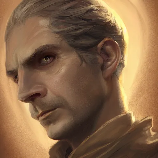 Prompt: a detailed matte head - on portrait painting of an middle - aged nobleman with golden eyes and short well kept hair, by charlie bowater, lise deharme, wlop, tending on arstation, dungeons and dragon, dnd, pathfinder, fanart, oil on canvas