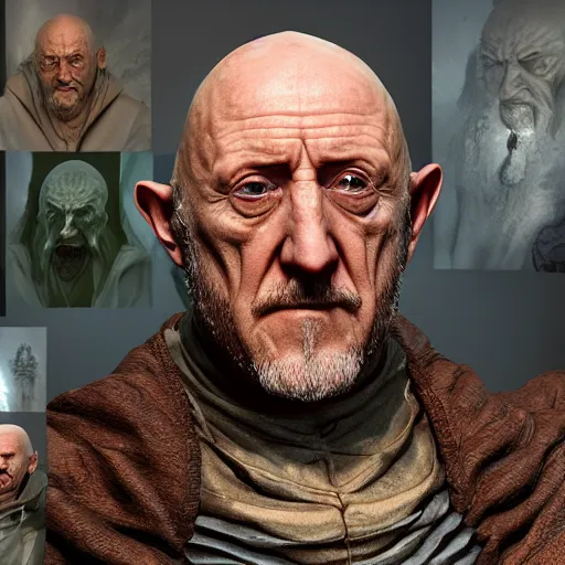 Prompt: mike ehrmantraut in love, dnd, ultra detailed fantasy, elden ring, realistic, dnd character portrait, full body, dnd, rpg, lotr game design fanart by concept art, behance hd, artstation, deviantart, global illumination radiating a glowing aura global illumination ray tracing hdr render in unreal engine 5