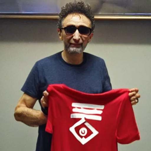 Image similar to fito paez wearing a independiente club t shirt