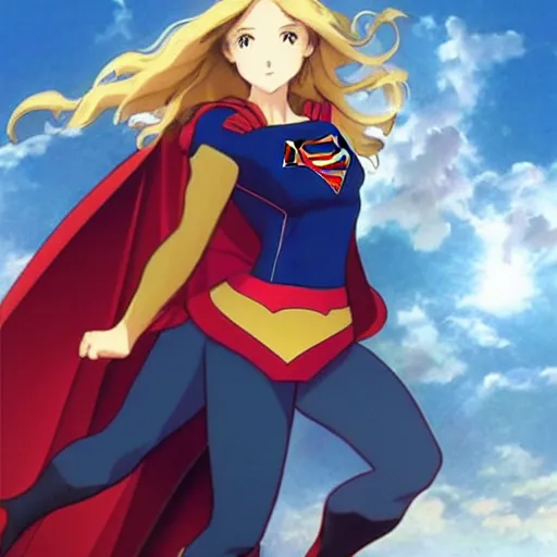 Image similar to “ supergirl, still from a 2 0 1 0 s anime, william - adolphe bouguereau ”