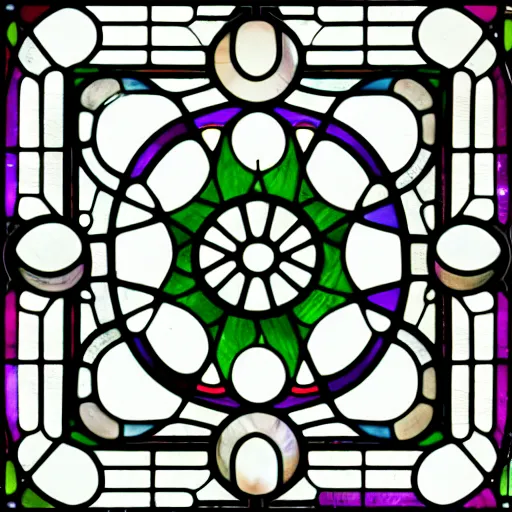 Prompt: stained glass window of spiral geometry