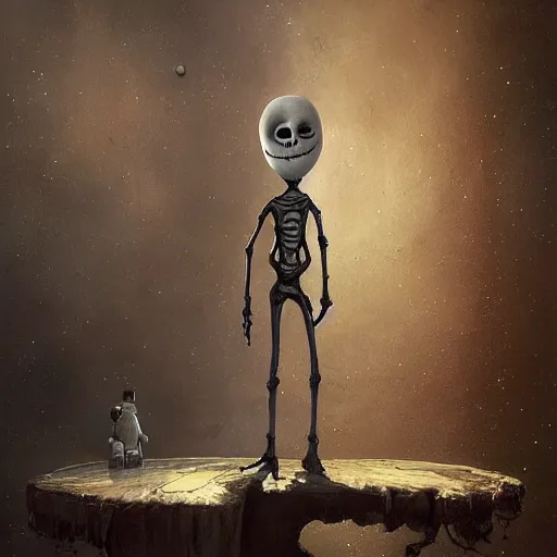 Image similar to michal karcz surrealism grunge painting of the end of an astronaut happy in the galaxy. , in the style of jack skellington, in the style of a clown, loony toons style, horror theme, detailed, elegant, intricate, 4k, Renaissance painting