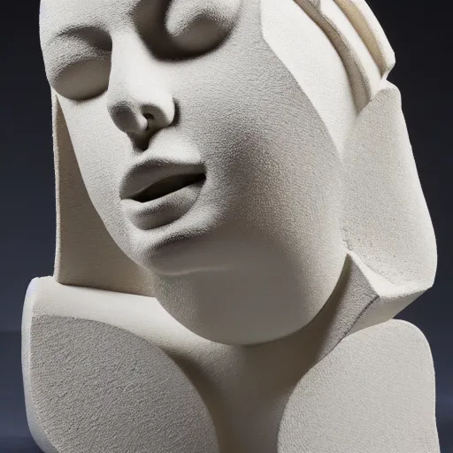 Prompt: modern art, abstract sculpture, woman, white clay, moma, 8 k