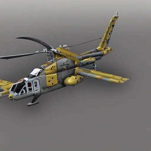 Prompt: attack helicopter, concept art, industrial design, highly detailed