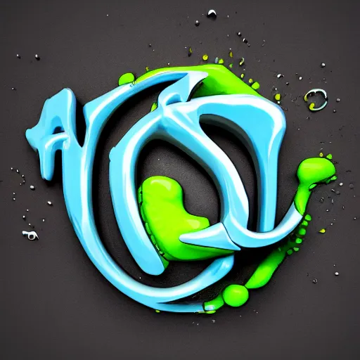 Image similar to a highly detailed Stus lettering logo, liquid, 3d slime, artstation, blender, hyperrealism