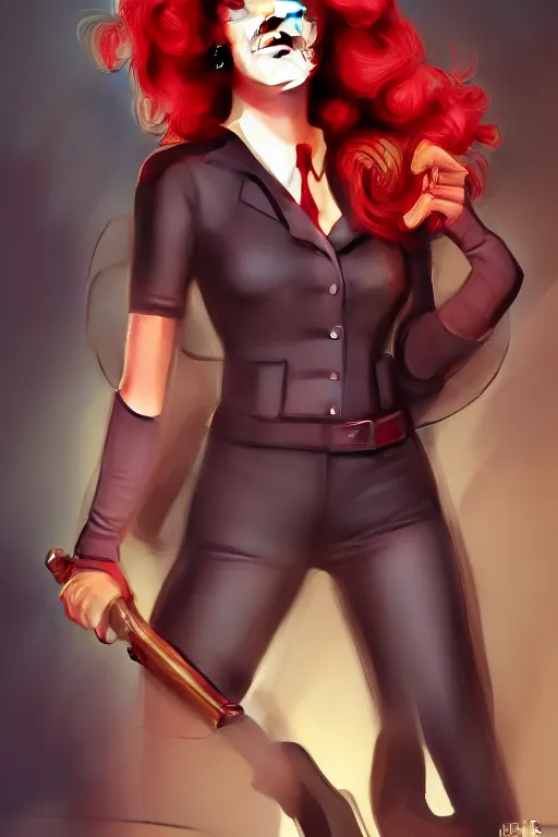 Prompt: Agent carter illustration concept art in the style of Julie Bell