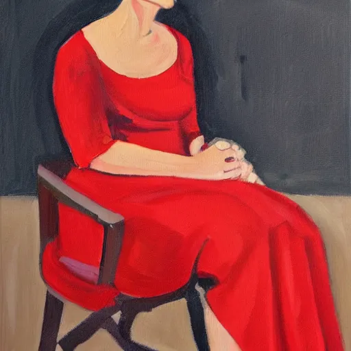 Prompt: mark zuckerberg wearing a woman red dress, oil painting