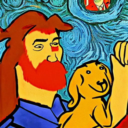 Image similar to scooby doo with stalin portrait, van gogh