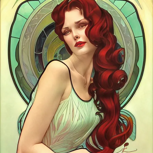 Image similar to a streamline moderne portrait in the style of anna dittmann and donato giancola and alphonse mucha.