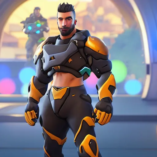 Image similar to Screenshot of Gigachad as an Overwatch hero, character selection screen