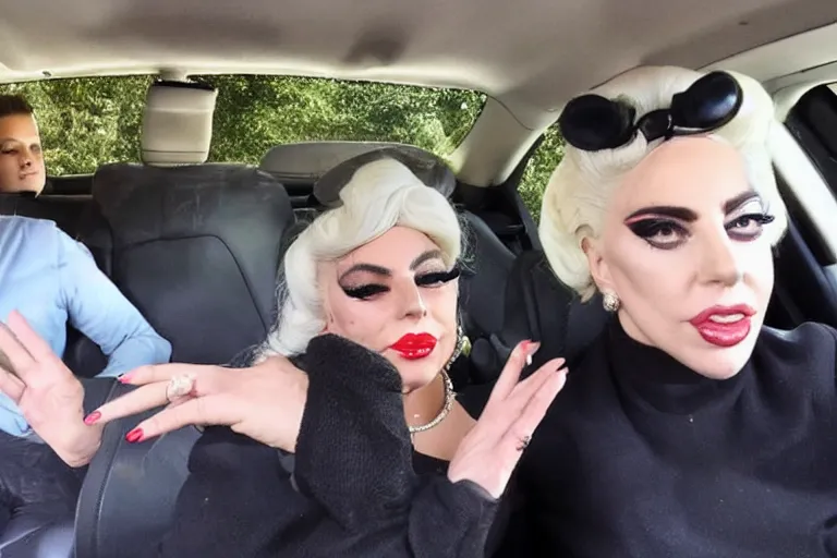 Image similar to lady gaga and judy garland carpool karaoke