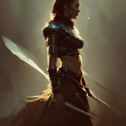 Prompt: portrait of a woman warrior, digital art, character art, by greg rutkowski