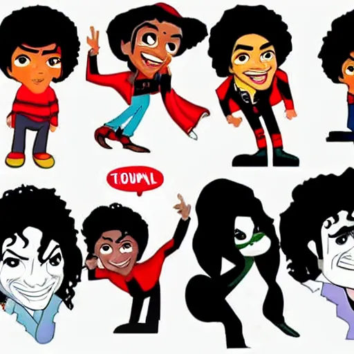 Image similar to michael jackson in several different cartoon styles