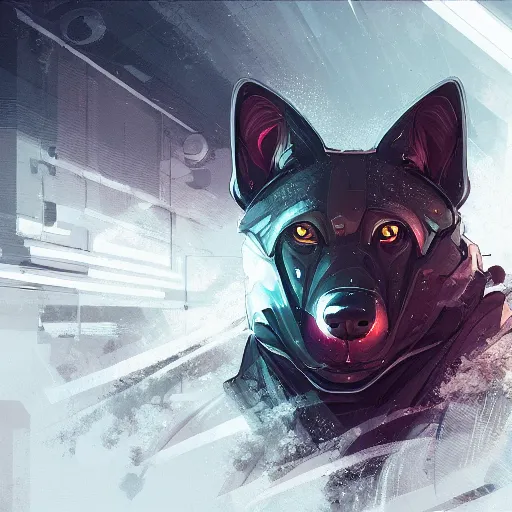 Image similar to cyber dog panzerwolf from steel, by ian pesty and alena aenami